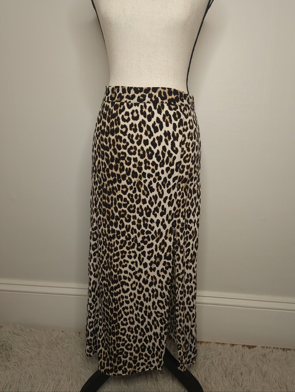 H&M Leopard Print Maxi Skirt - Beige & Black